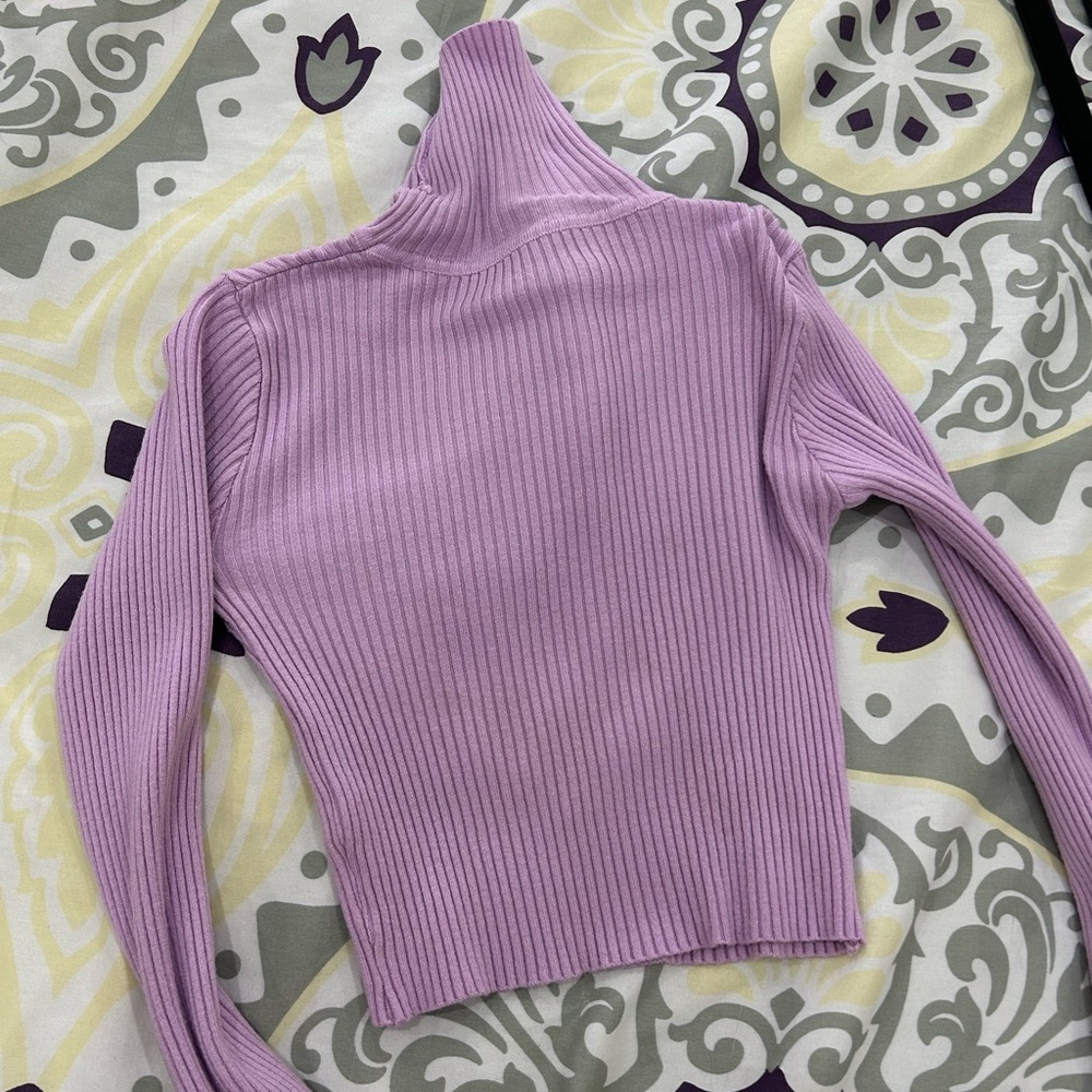 Lavender Ribbed Turtleneck Sweater